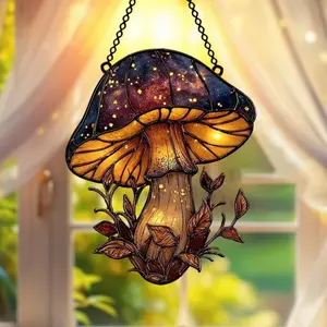 Witchy Mushroom Acrylic Suncatcher, Faux Window Hanging Decor