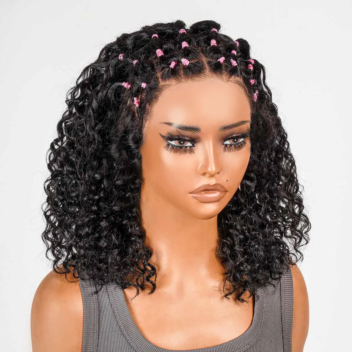[New Upgrade ] 16inch 18inch Pre-StyledPre-Braided Ready to Go Stylist Wig Deep Wave Wig  Pre-Braided 13x4 Parting Max Pre-cut Lace Front Wig Hand-Made Braids Human Hair Wig