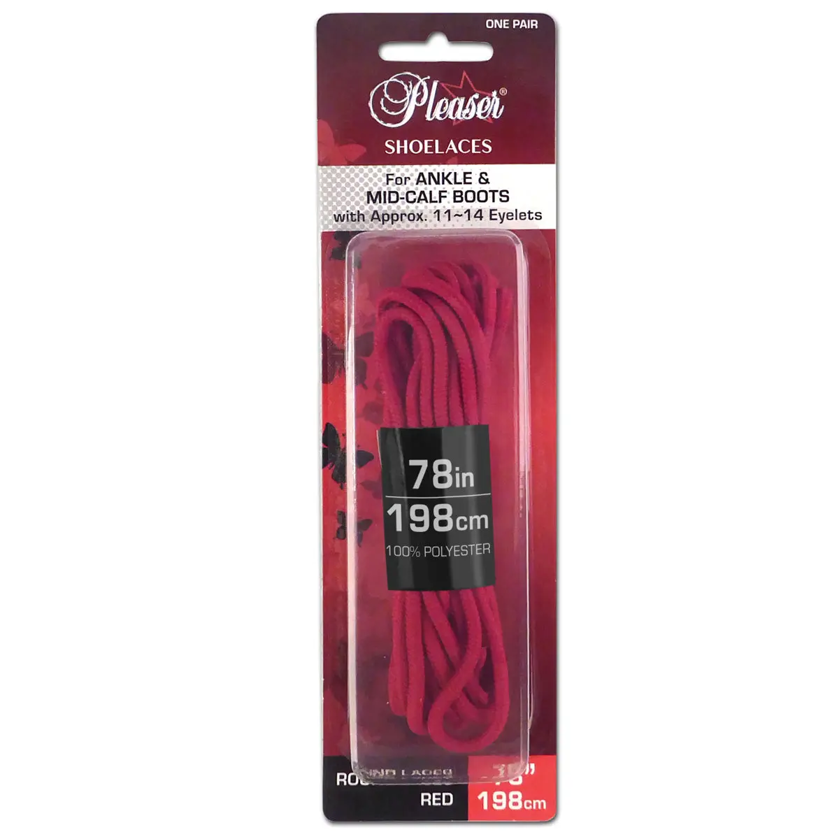 Red Round Boot Laces - 6ft 6in (198cm) Strong, Durable Shoe Strings for Ankle Boots & Footwear