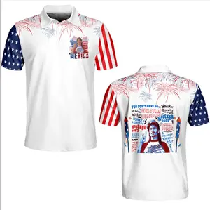 Merica Joe Dirt 4th Of July Polo Shirt USA 205th Anniversary Short Sleeve Lightweight Print Menswear Top
