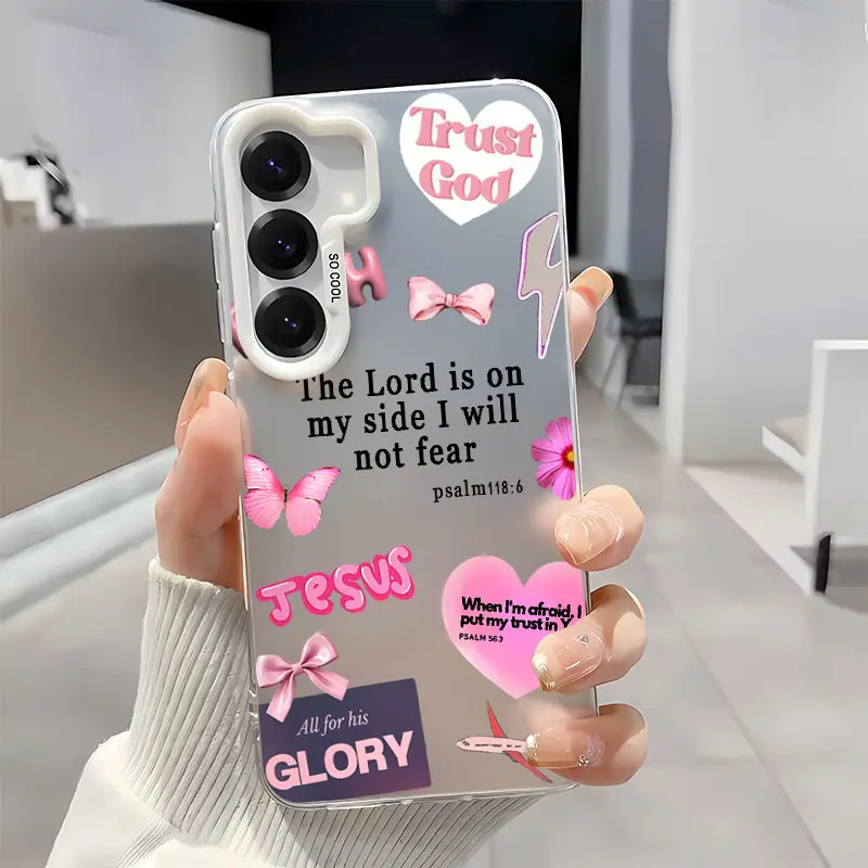 Faith Over Fear Psalm Christian Aesthetic Soft Silicone Phone Case For Galaxy S26/S26Ultra/S26Plus/S25/S25Ultra/S25Plus/S24/S24Ultra/S24Plus/S24fe/S23/S23Ultra/S23Plus/S23fe/S22/S22Ultra/S22Plus/S21/S21Ultra Shockproof|Full Camera Protection|Anti-Scratch