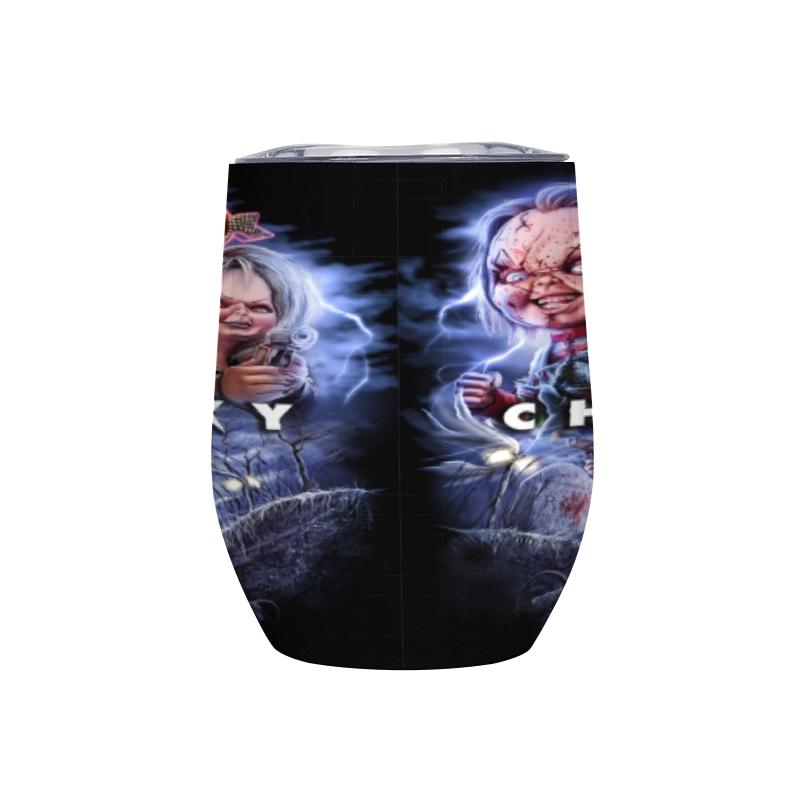 Bride of Chucky Scary Halloween Insulated Tumbler, 40oz Stainless Steel Vacuum Flask, Wide Mouth Coffee Drinkware with Handle & Straw, Creepy Movie Character Wrap, Portable Car Cup Gift for Horror Fans