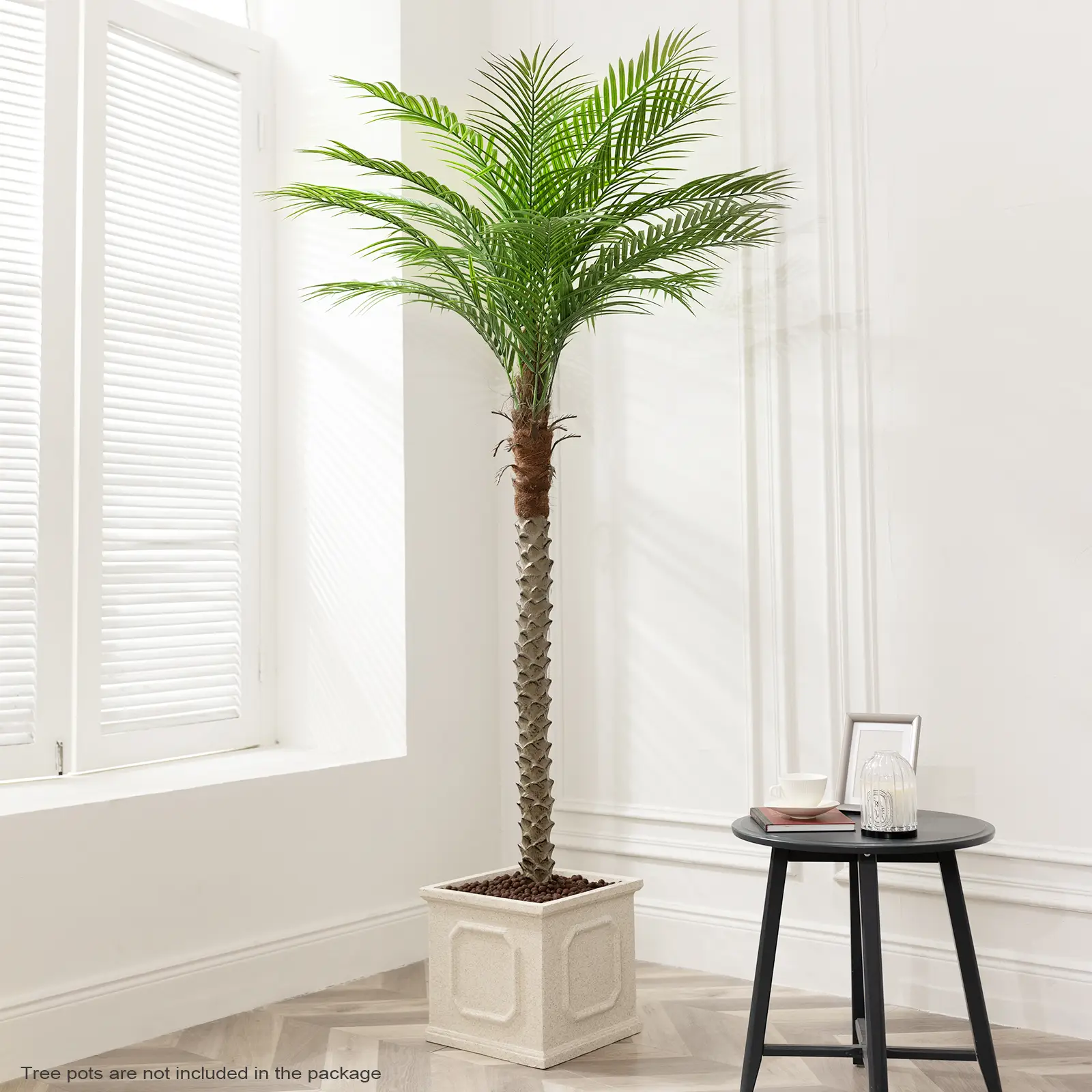 7/8/9 Ft Realistic Artificial Palm Tree - Tropical Fake Plant for Patio Home Garden Decoration Tall Green Leaves No Need to Prune or Water Father's