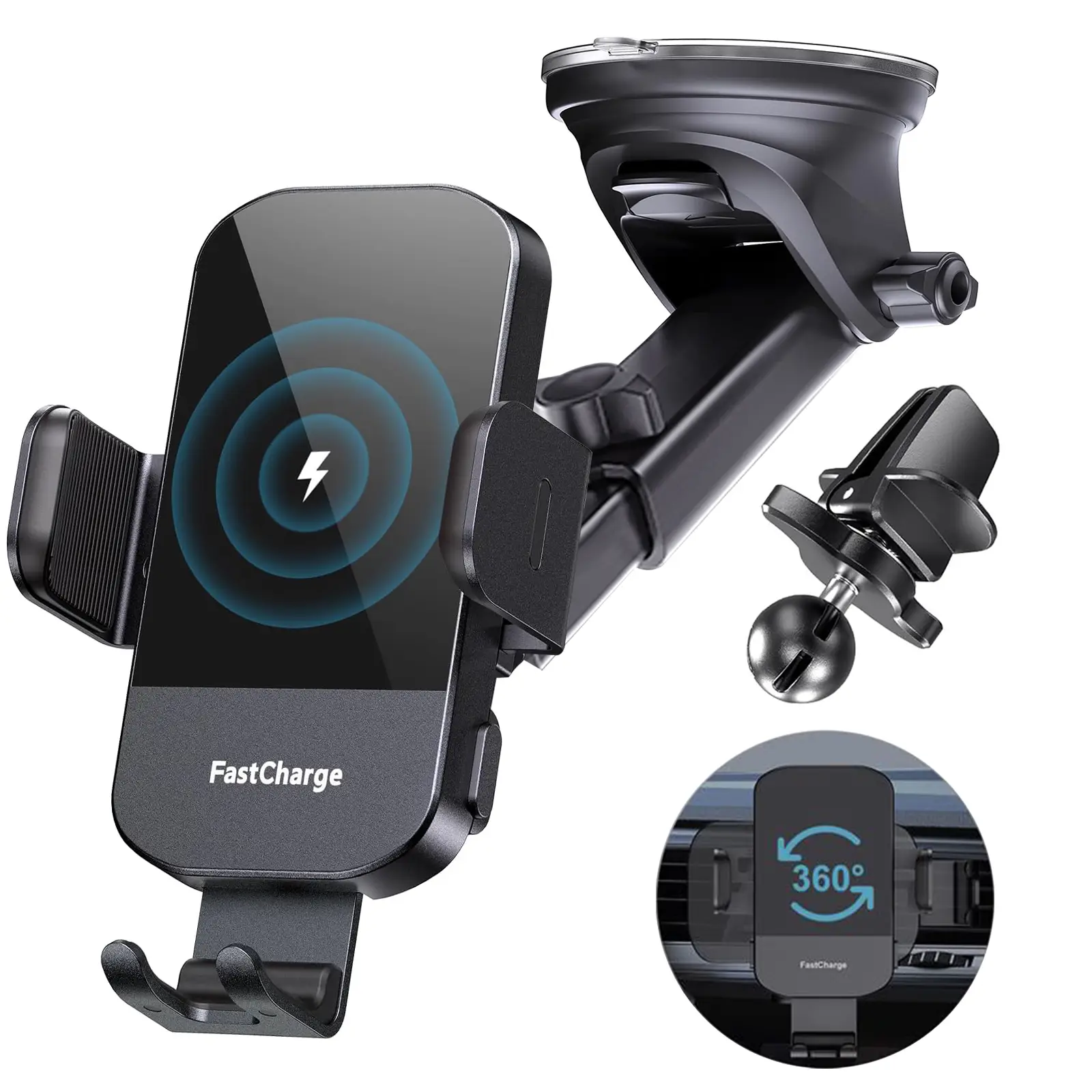 CHGeek Wireless Car Charger, 15W Fast Charging Auto Clamping Car Charger Phone Mount Phone Holder fit for iPhone 15 14 13 12 11 Pro Max Xs, Samsung Ga