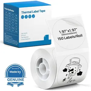 Thermal Labels for PM220S Label Maker, 1.97"x1.97" (50x50mm), Multi-Purpose Thermal Sticker Label Tape, Self-Adhesive Thermal Paper for , Office, 150 Labels/1Roll, Clear