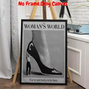 Vintage Woman World Pattern Unframed Painting, Canvas Prints, Modern Wall Art Poster, Wall Art Decor for Home Living Room Bedroom Office, Ornaments