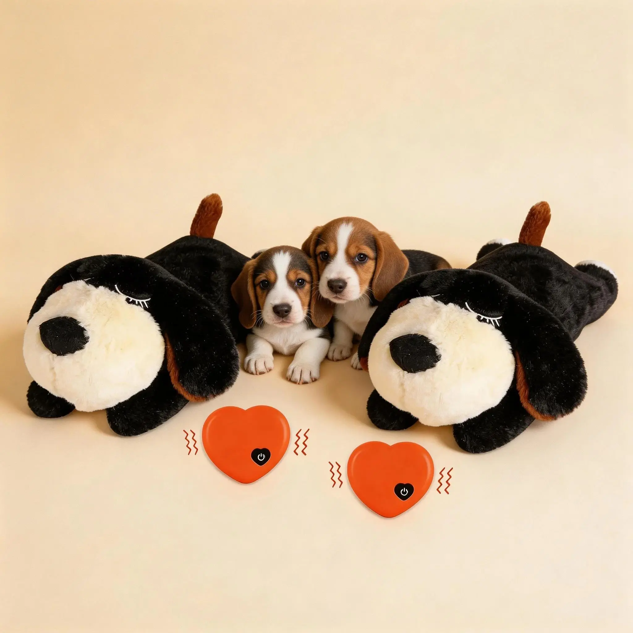 2Pack Puppy Heartbeat Stuffed Heart Toy Set - Chew-Resistant Material Plush Toys, Durable, Reduces Stress, Helps Reduce Anxiety, Stops Barking, Gift for Aggressive Chewers in Multi-Pet Homes, Anxiety Relief