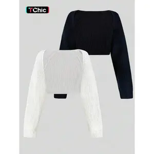 Women's Textured Raglan Sleeve Shrug Set, Casual Long Sleeve Knitwear for Spring & Fall, Ladies Knit Clothes for Daily Wear