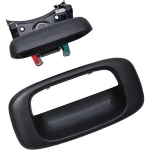 Premium Tailgate Handle Latch and Bezel Trim with Rod Clips, Fits for 1999-2007 Chevy Silverado GMC Sierra 1500 2500 3500, Replaces #   15997911, 15228539, 15228540, 15228541