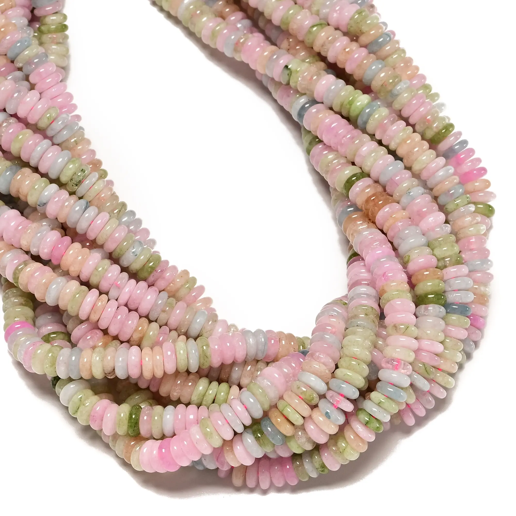 Morganite Color Dyed Jade Smooth Rondelle Beads Size 2x6mm 15.5" Strand