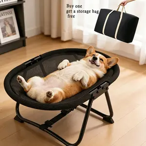 Portable Elevated Dog Bed, Breathable Cooling Pet Bed, Detachable Washable, Foldable Easy Storage, Non-Slip Pet Hammock, Indoor/outdoor, Travel, Camping