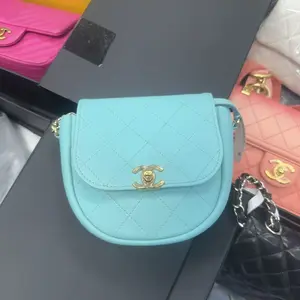 Pre-owned CHANEL france Shoulder Bags HH Tiffany Blue Diamond Plaid Saddle Bag47694