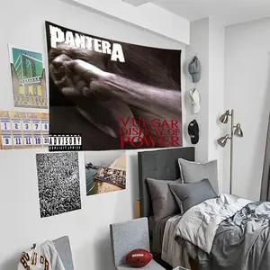 Pantera Heavy Mental Rock Band Album Cover Peach Skin Velvet Tapestry Flag,  with No Electricity Required, for University Dormitory, Bedroom, Home Decoration, Art, Party Background, Holiday Gift 60X40