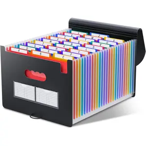 26 Pockets File Folder, A4 Accordion File Organizer, Letter Size Expandable File Folders, Accordion Folder Paper  Bill Receipt Organizer with 3 A-Z Alphabet Colored Tabs