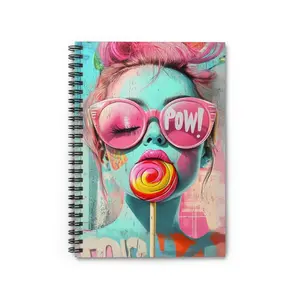 Pop Art Girl with Lollipop Spiral Notebook | Colorful Graffiti Illustration