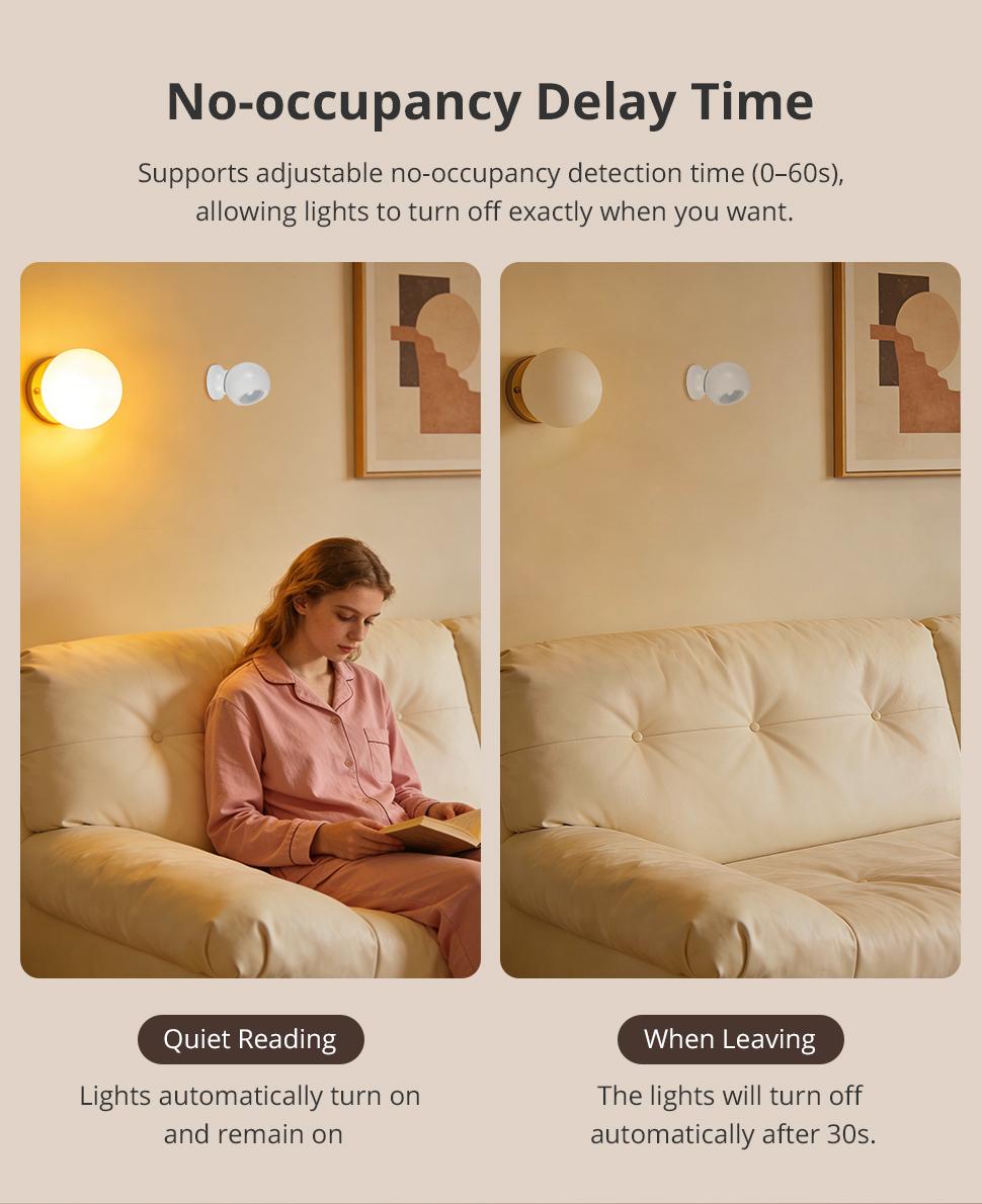 Zemismart Zigbee Human Presence Sensor Battery Version Sensor Smart Body Detector Home Security System works with Tuya