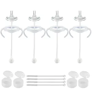 Straw Cup Conversion Kit for Philips Avent Natural Baby Bottles,Weighted Straw Sippy Cup Transition Kit with Soft Nipple and Handles for Toddler, Pack of 4