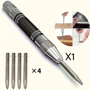 Automatic Center Punch Tool, Chrome Steel Precision Marking Device, Non-Slip Handle Design, Suitable for Metal Wood Plastic Marking