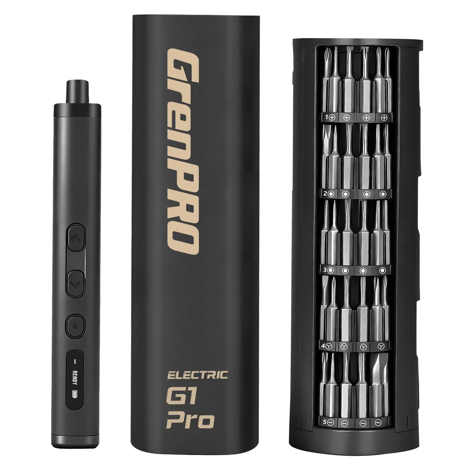 GrenPRO G1 Pro 78-in-1 Precision Electric Screwdriver Set, 3.7V Mini Cordless Screwdriver with LED Display & 5 Torque Settings, Magnetic Bits Kit for Phone Repair, Camera, Laptop, Electronics Perfect Father's Day Gift for Any DIY Dad.