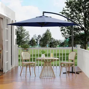 GARVEE Cantilever Patio Umbrella 10FT with Cross Base, Offset Patio Umbrella with Easy Lift & Tilt Adjustment Outside Umbrellas with UV Protection Fade Resistant for Backyard Lawn Garden and Pool
