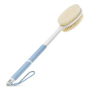 Back Scrubber Anti-Slip for Shower - Long Handle with Stiff & Soft Bristles, Body Exfoliator for Bath or Dry Use, Non-Slip Design Cleaning Personal