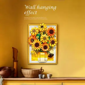 Sunflower Building Flower Set, Sunflower Frame, Preserved Flowers, Adult Building Blocks, Stress Relief Toy, Creative Desktop Decor