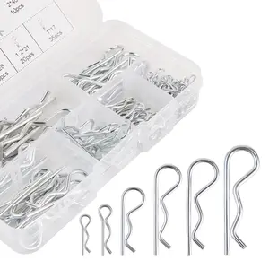 100 count Cotter Pin R Pins Carbon Steel R Clips Zinc Plated Hitch Pins Spring Fastener Assortment Kit Retaining Pin Hair Pin Hairpin Clip 6 Size Heavy Duty R Pin  for Hitch Pin Lock System ()