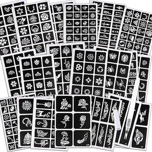 291pcs Temporary Tattoos Stencils, 20 Sheets Girls and Boys Glitter Tattoo Kit Templates Face Paint Stencils Body Art Stencil Pack for Adults Man Women Kids Teenager