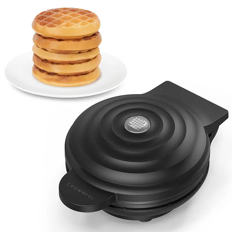 CROWNFUL 4-Inch Non-Stick Mini Waffle Maker - Compact Chaffle Maker with Easy-Clean Design, Recipe Guide, 1lb Metal Build | Kitchen Supplies for Weddings, Holidays, Birthdays Breakfast & Snacks