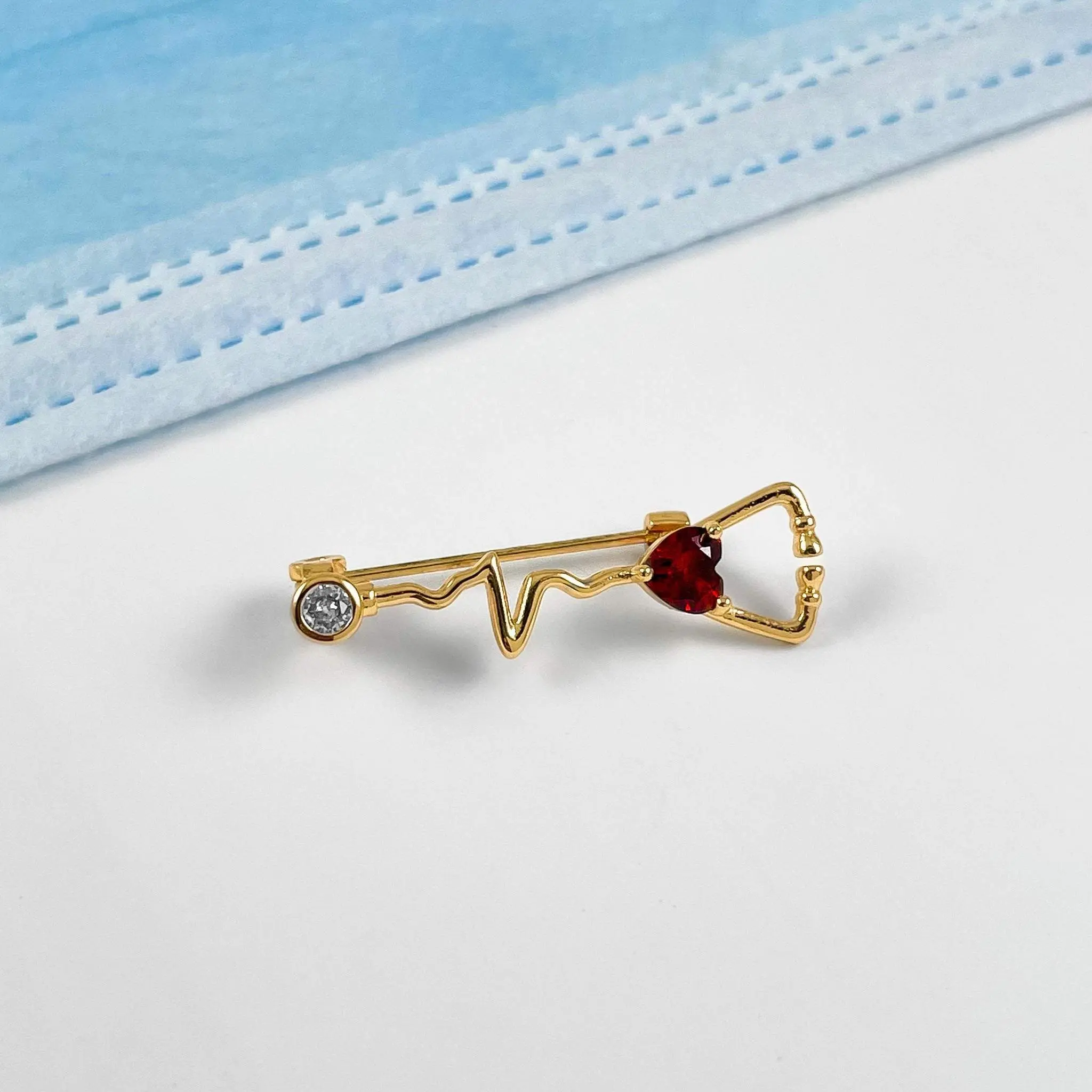 Dainty Heartbeat Stethoscope Pin