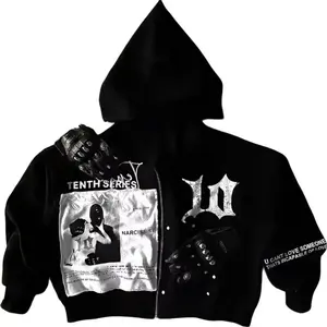 Y2K Zip Up Hoodies  Grunge Graphic Jackets Hip Hop Streetwear Sweatshirts Unisex