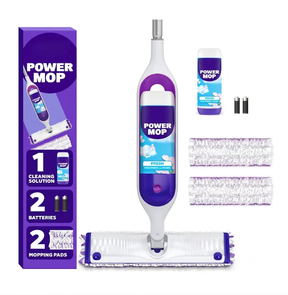 Electric Upright Power Mop Cleaning Set - Floor Cleaner for Tile, Vinyl, Laminate Floors
