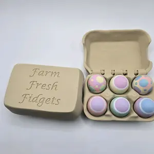 Farm Fresh Fidget Eggs - 3D Printed Mini Egg Carton with 6 Clicker Buttons