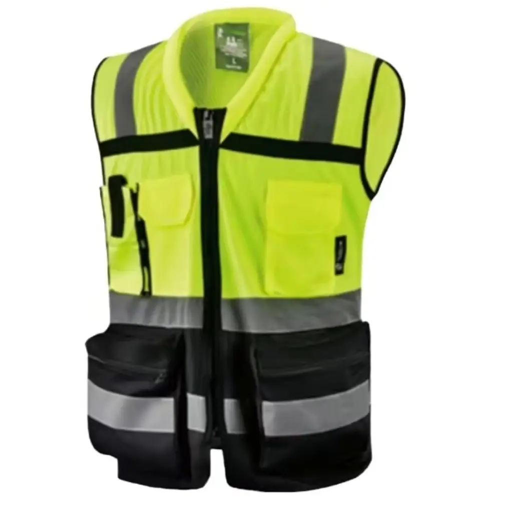 Class II High Visibility Yellow Reflective Safety Vest in various colors / Two Tone Safety vest with back Mesh Fabric SEE SIZE INFORMATION on descript