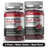 DOUBLE PACK Nitric Oxide Beet Root Gummies - 60 Count - with Nitrates - Strawberry Flavor - Vegan, Non-GMO, Gluten Free Supplement