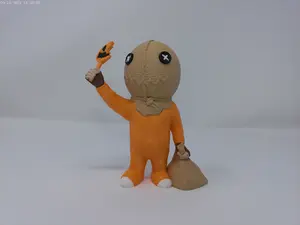 Mini Sam Figure - Trick 'r Treat Horror Collectible Figurine with Burlap Sack Mask and Jack-o'-Lantern Lollipop