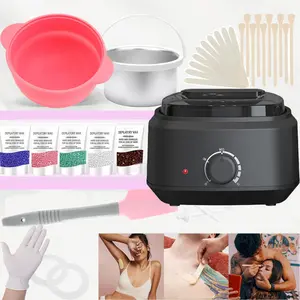 Waxing Kit for Women Men Digital Wax Full Body Hair Removal Hard Wax marmer with 500G Wax Beans for Home, Salon and Beginners