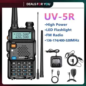 Baofeng UV-5r 5w USB High Power Portable Two-Way Radio, Long Range 10km, 128 Channels Dual Band Vhf Uhf Fm, Hunting Walkie Talkie