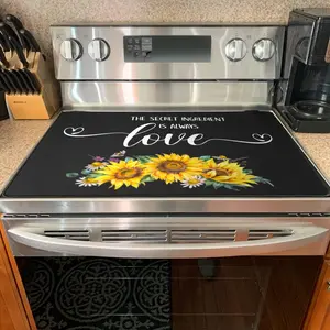1pc Stove Top Cover for Electric & Induction Cooktops - Heat Resistant, Non-Slip, Scratch-Proof Protector with Floral Design, Perfect for Coffee Mugs & Ironing, Kitchen Counter Space Saver, Stove Top Protector |   Floral Pattern Cover |   Durable Stove Co
