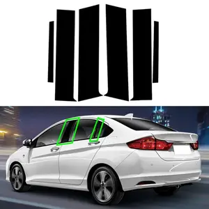 for Honda City 2015-2019, 6Pcs Gloss Piano Black Car Pillar Posts Door Window Trim Cover Stickers Accessories