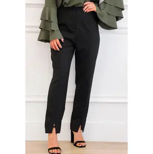 Deleon Split Hem Pants: Black