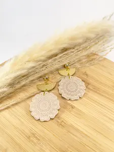 Beige Mandala Earrings