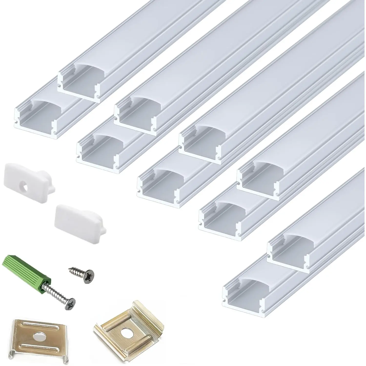 LED Strip U Channel Diffuser 10-Pack 6.56FT,17X7.5MM Surface Mounted Tape Light Aluminum Track with Milky Cover Cabinet,Stairs,Counter,Wall Flush Installed Low Profile