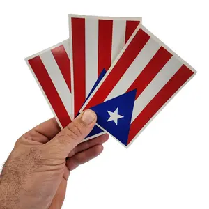 3 pack of Puerto Rican Country Flag Decal Sticker with Reflective America Puerto Rico Pride Stickers for Cars Trucks Star Logo Emblem Graphic - Safe for Vehicle Paint - 3M Vinyl Graphic