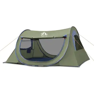 Night Cat Pop-up Camping Tent 1-2 Person Waterproof Instant Setup Tunnel Tent with 2 Big Doors & Windows Mesh Protection & Cool Ventilation 87"L x 57"W x 43"H