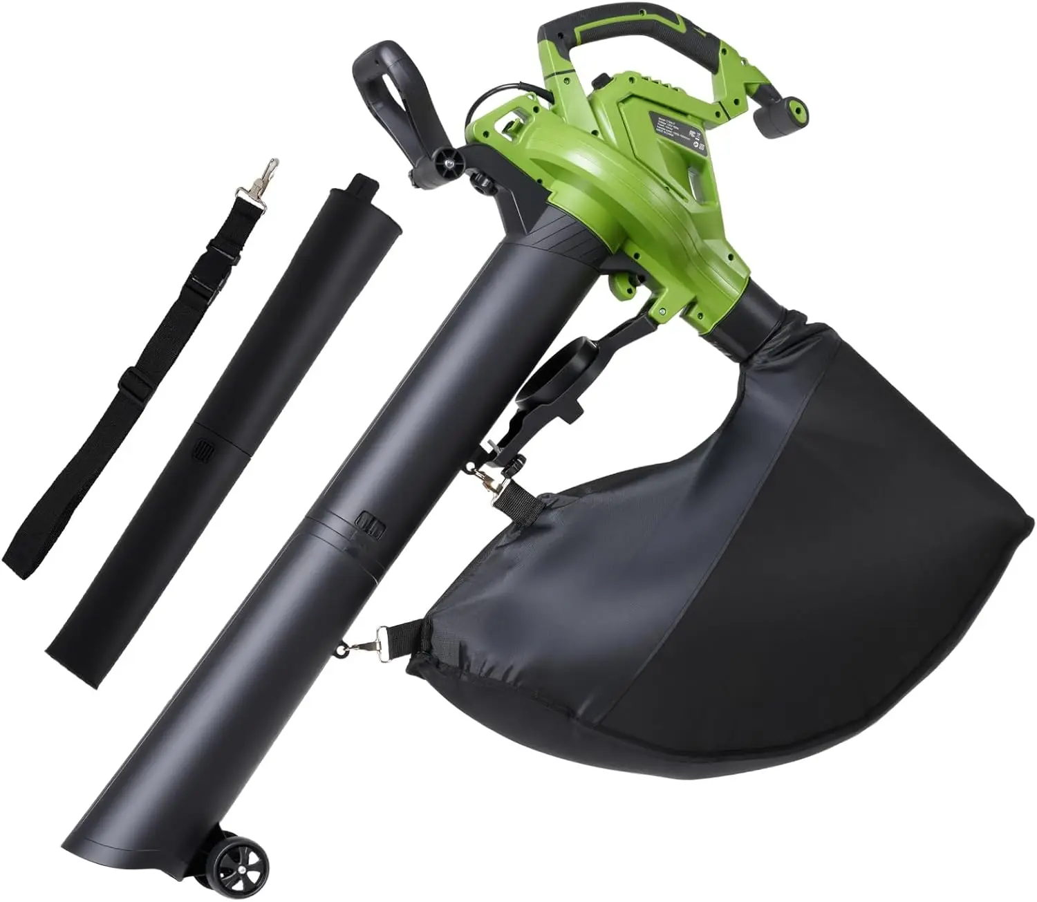 3in1 Electric Corded Leaf Blower, Leaf Vacuum and Leaf Mulcher, 6 Wind Modes, 495 CFM, 199 MPH, 12A Motor, 16:1 Mulching Ratio, Leaf Blowers with Collection Bag for Lawn Care