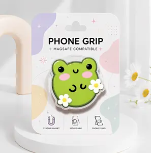 Cute Frog Phone Grip, Green Frog MagSafe Grip, Daisy Frog Phone Stand, Cute Animal Accessory, Magnetic Holder, Gift For Hers