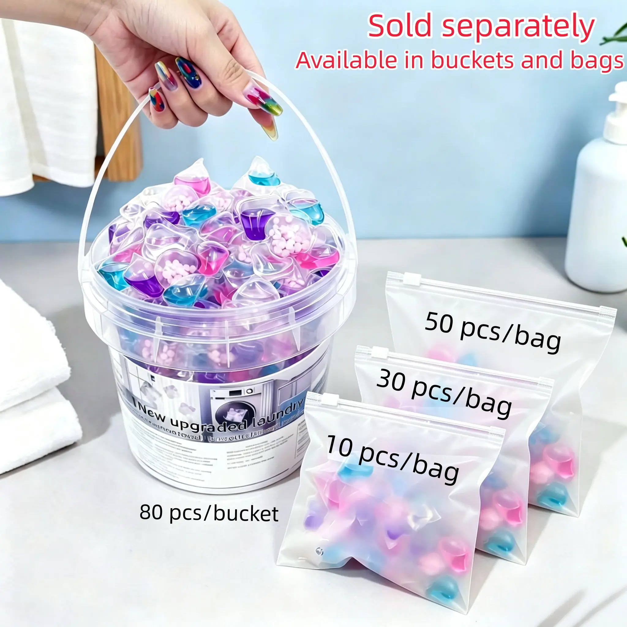 5-in-1 Laundry Beads, 10, 30, 50 or 80 Piece Scented Laundry Beads with Long-Lasting Fragrance, Eco-Friendly Cleaning Power that Softens Clothes, Laundry Balls Detergent, Laundry Pods, Laundry Products