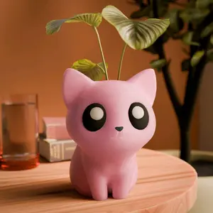 WackyWidgets3D Cat Planter - 3D-Printed Cat-Shaped Design, Compact for Indoor & Outdoor Use, Available in Various Finishes, Fun Decor Piece (Hive ID#12216)