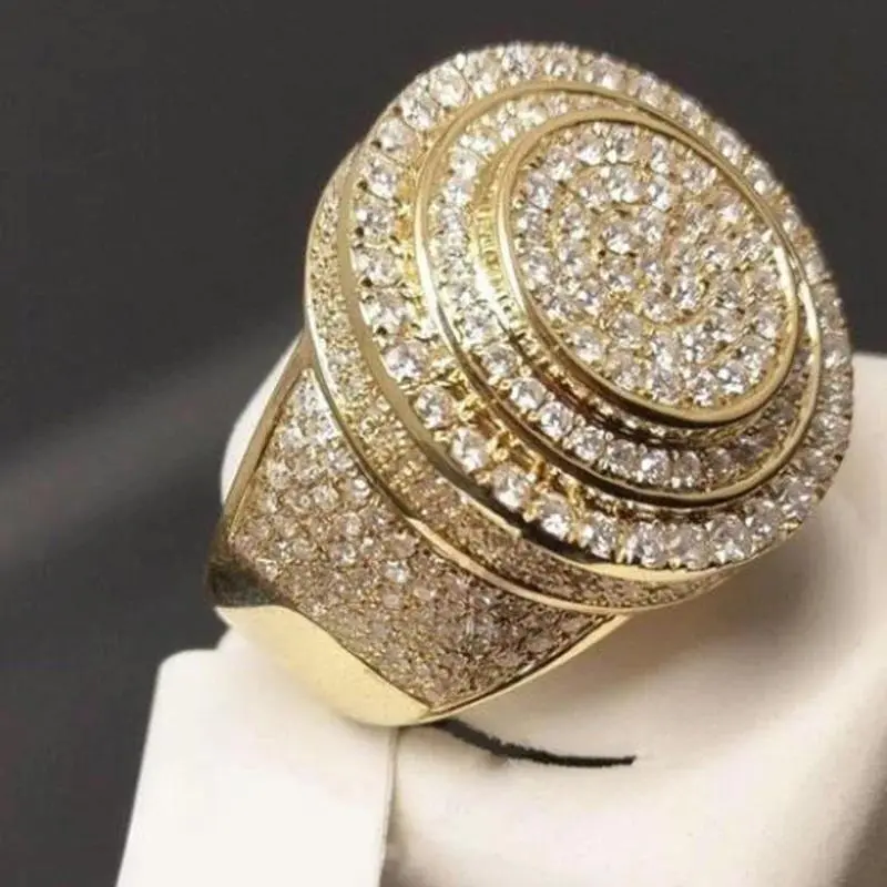 Hip-Hop Statement Ring with Iced Out Full Diamond Texture, Unisex Creative Fashionable Costume Jewelry for Men and Women, Alloy Base, Costume Jewelry For Enthusiasts, Alloy Metal, Costume Wear